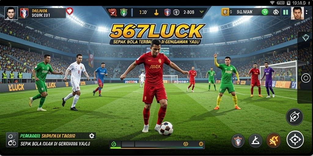 Screenshot dari permainan 567LUCK menunjukkan aksi seru dalam sepak bola.