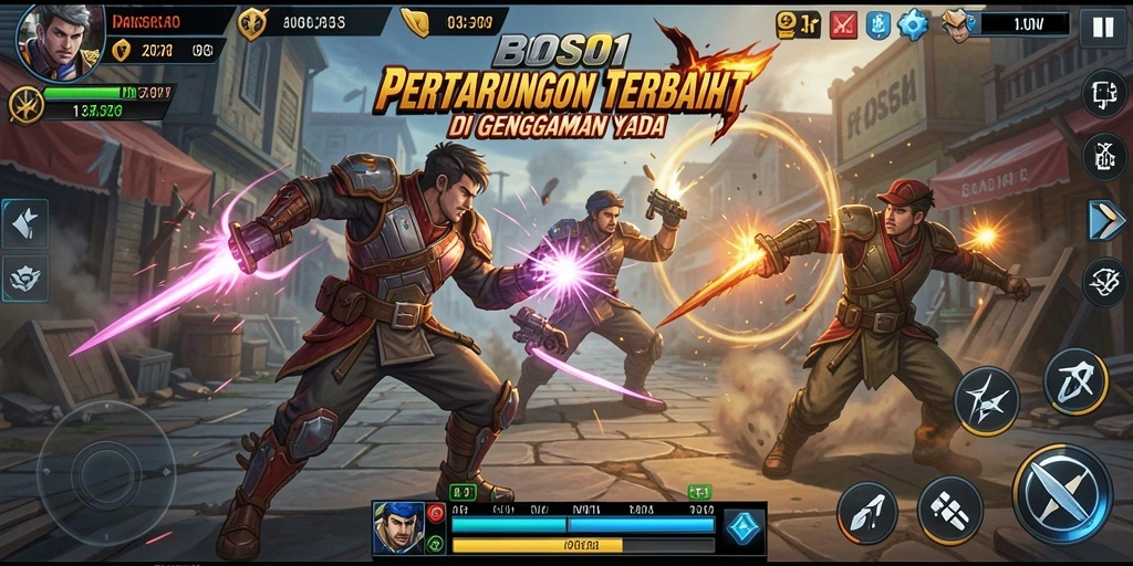 Screenshot menampilkan pertarungan seru antara dua karakter utama.