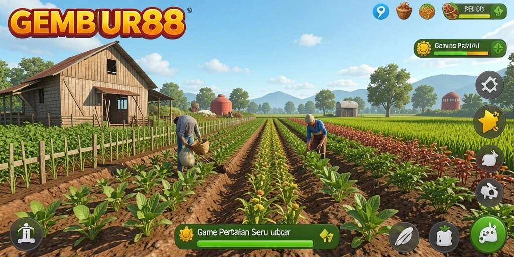 Tampilan gameplay seru di GEMBUR88, menanam dan merawat tanaman.