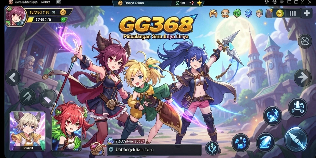 Screenshot utama GG368 menampilkan karakter Anime dalam aksi seru.