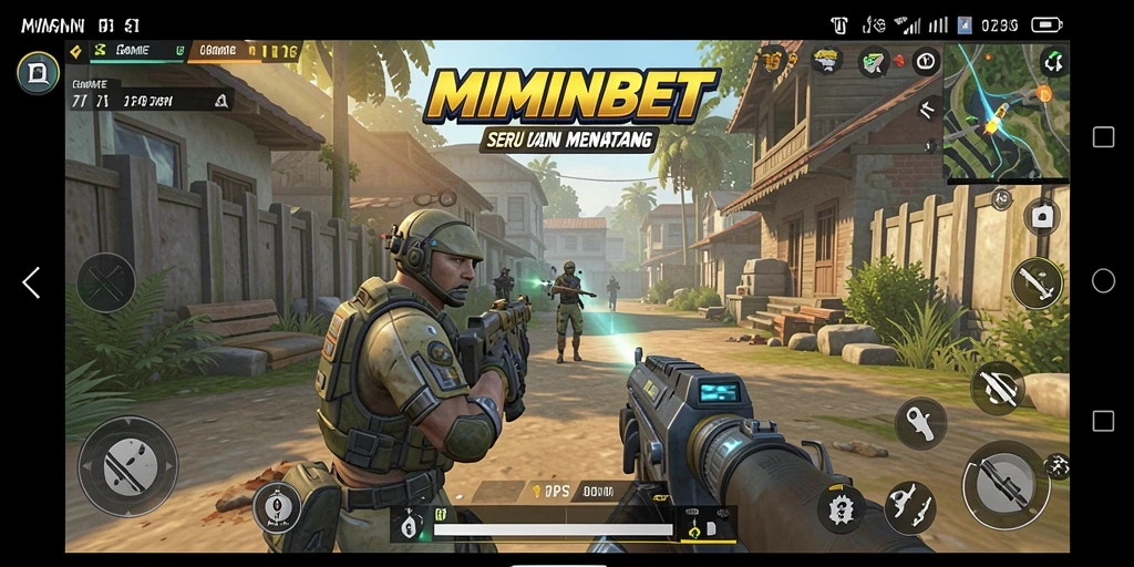 Tampilan gameplay seru dalam MIMINBET yang menampilkan aksi TPS.