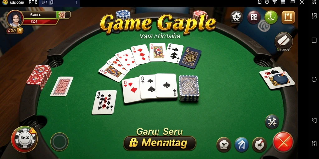 Tampilan gameplay RP8 yang mendebarkan saat bermain Gaple.