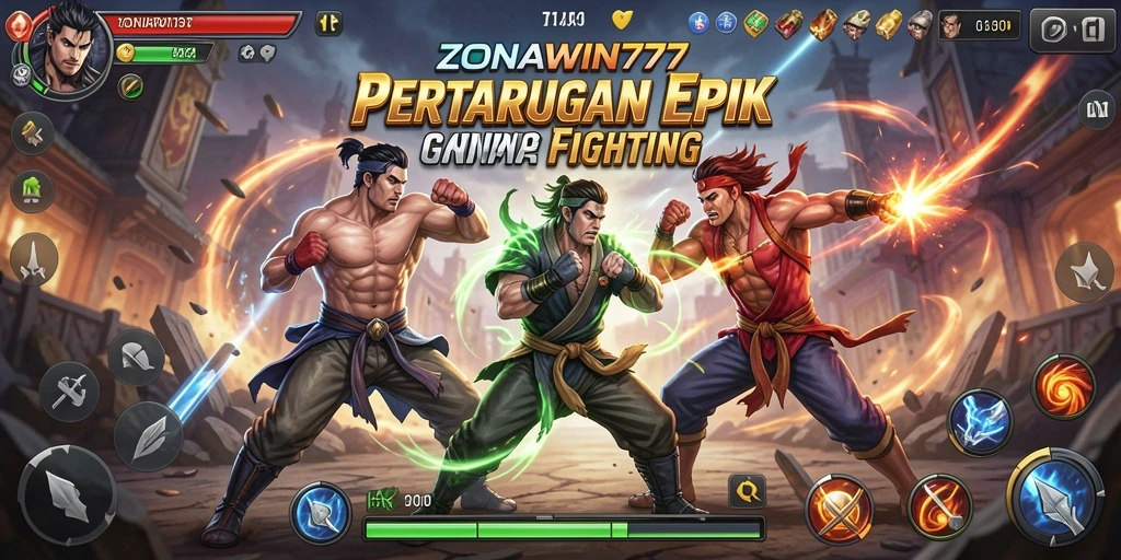 Tampilan aksi pertarungan seru dalam ZONAWIN777 dengan efek visual menakjubkan.